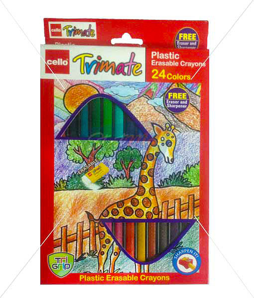 Cello Tvimate Plastic Erasable Crayons 24 Colours by StatMo.in