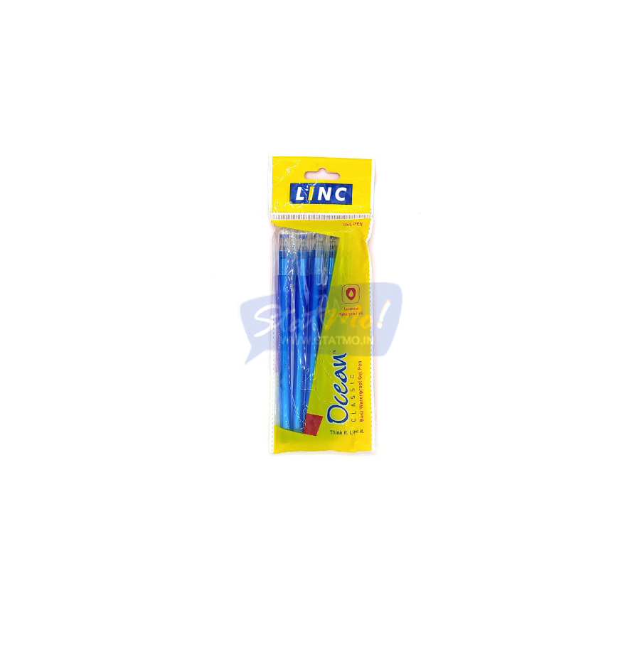 25 Linc OCEAN CLASSIC Gel Pen BLUE| 0.55 mm | Waterproof Gel Ink | textured  Grip