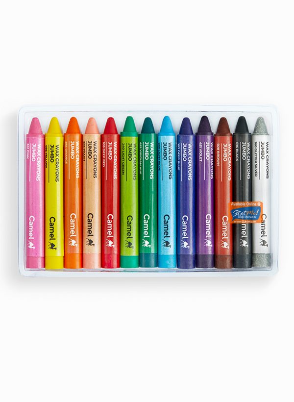 Camlin Jumbo Wax Crayons 12 + 1 Shades by StatMo.in