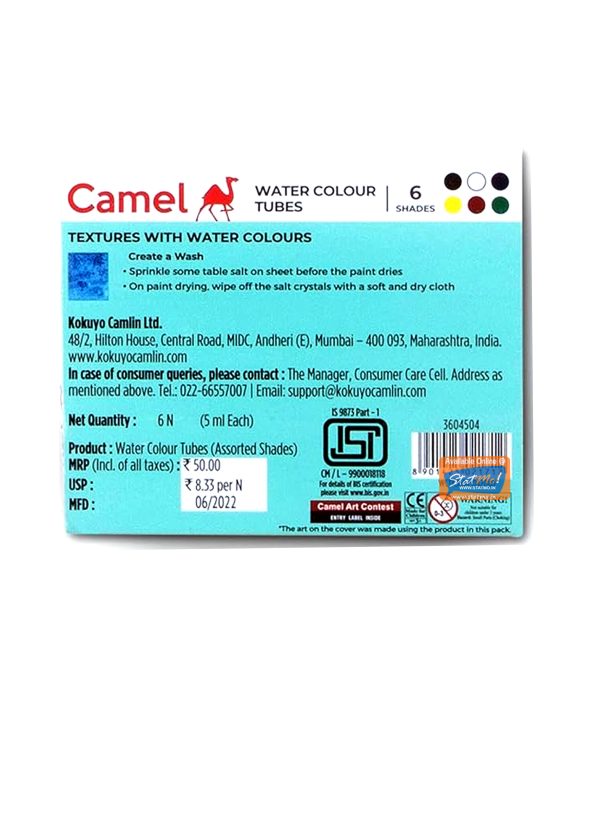 Camlin Students Water Colour Tubes 6 Shades by StatMo.in