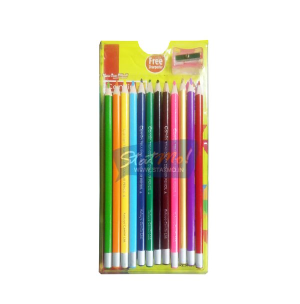 Camlin Triangular Colour Pencils 12 Shades by StatMo.in