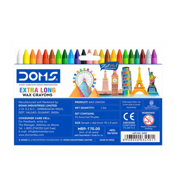 Doms Extra Long Wax Crayons 25 Shades by StatM.in