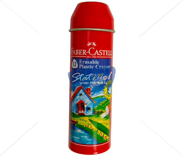 Faber Castell 12 Erasable Plastic Crayons Tin Pack by StatMo.in