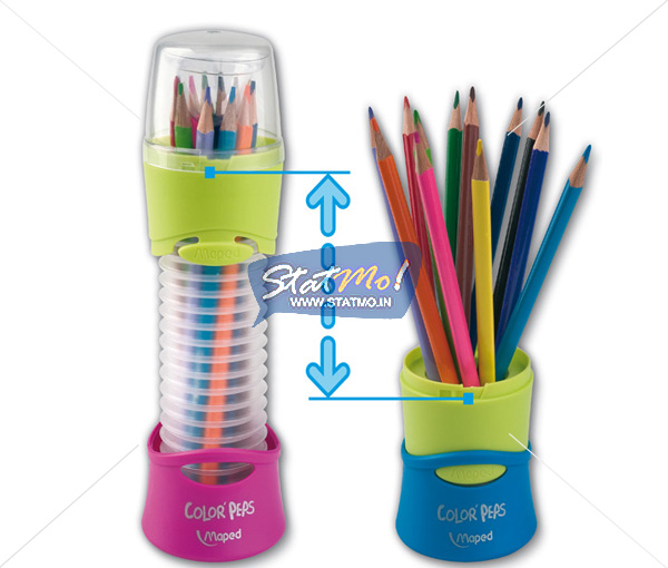 Maped Color Pencil (12 Pencils In Retractable Pot) by StatMo.in