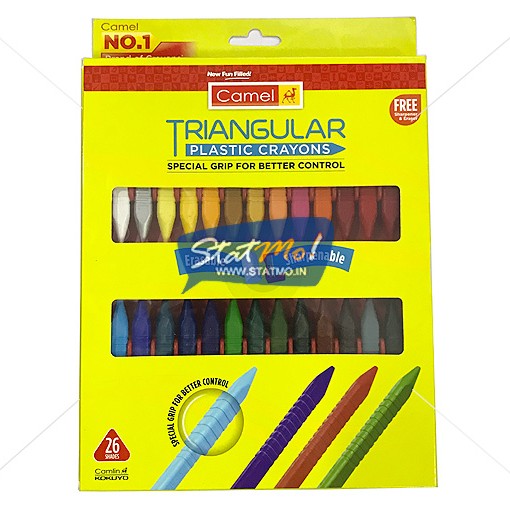 Camlin Triangular Plastic Crayons 26 Shades by StatMo.in