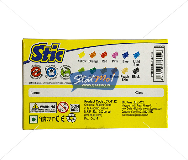 Stic Colorstix 12 Wax Crayons Set by StatMo.in