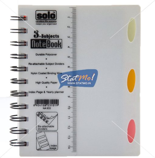 Solo 3 Subjects Note Book by StatMo.in