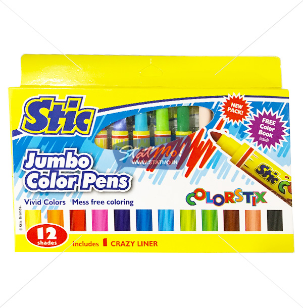 Stic Colorstix Jumbo Color Pens 12 Shades by StatMo.in