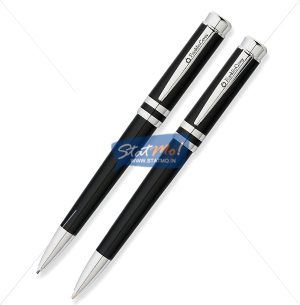 Franklin Covey Freemont Black/Chrome Ballpoint & 9mm Pencil Set by StatMo.in