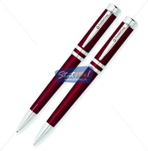 Franklin Covey Freemont Vineyard Red Lacquer Ballpoint & 9mm Pencil Set by StatMo.in