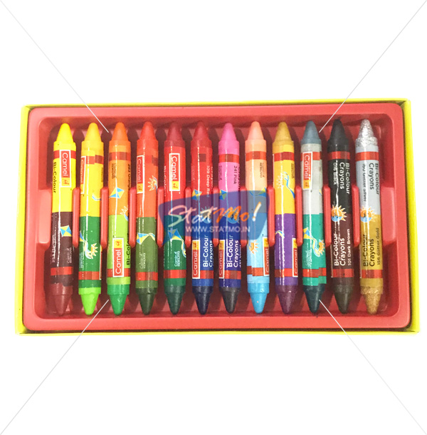 Camel Bi Colour Wax Crayons 2 Shades in 1 Stick 24 Shades by StatMo.in