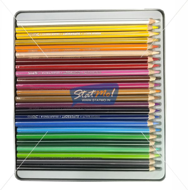 Doms Supersoft Colour Pencil 24 Shades Flat Tin Pack by StatMo.in