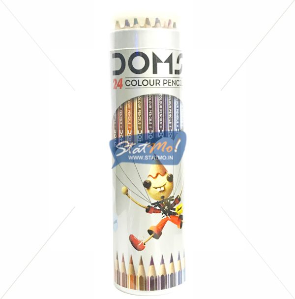 Doms Supersoft Colour Pencil 24 Shades Round Tin Pack by StatMo.in