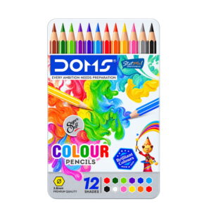Doms Colour Pencil 12 Shades Flat Tin Pack by StatMo.in