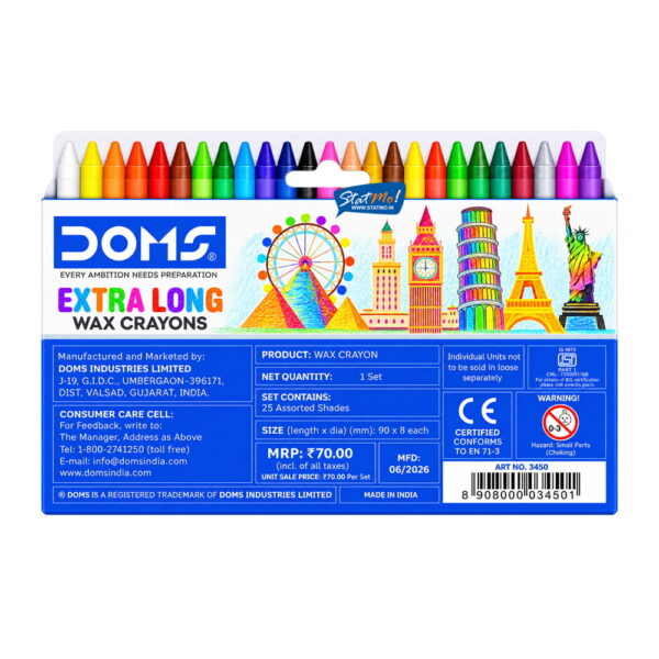 Doms Extra Long Wax Crayons 24 Shades by StatMo.in