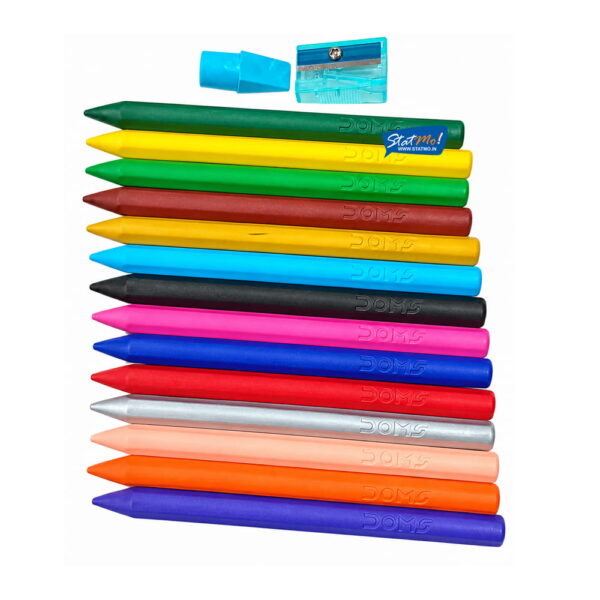 Doms Plastic Crayons 14 Shades Tin Pack by StatMo.in
