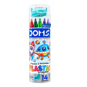 Doms Plastic Crayons 14 Shades Tin Pack by StatMo.in