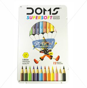 Doms Supersoft Colour Pencil 12 Shades Flat Tin Pack by StatMo.in