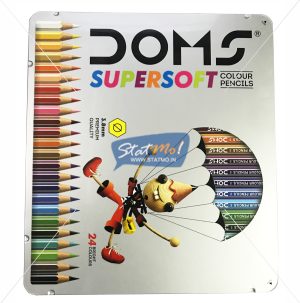 Doms Supersoft Colour Pencil 24 Shades Flat Tin Pack by StatMo.in