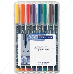 Staedtler Lumocolor Medium Permanent Marker Pen Set of 8 by StatMo.in