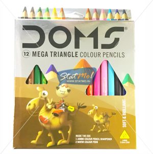 Doms Mega Triangle Colour Pencils 12 Shades by StatMo.in