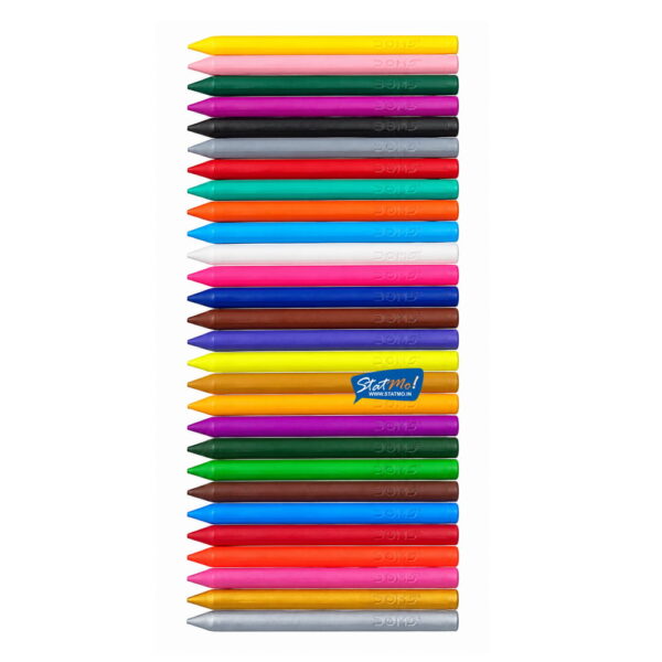 Doms Plastic Crayons 28 Shades Tin Pack by StatMo.in