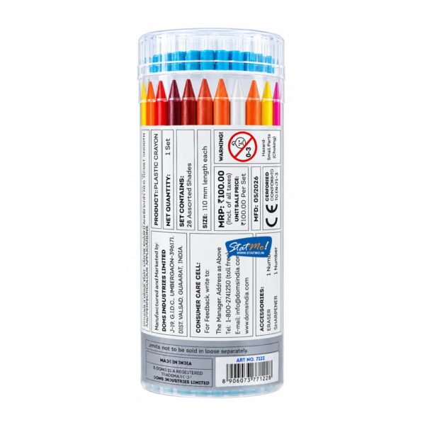 Doms Plastic Crayons 28 Shades Tin Pack by StatMo.in