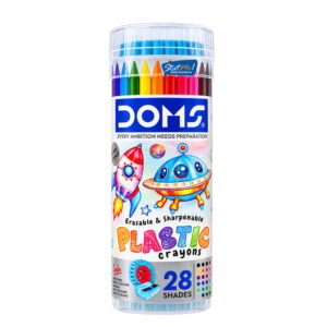 Doms Plastic Crayons 28 Shades Tin Pack by StatMo.in