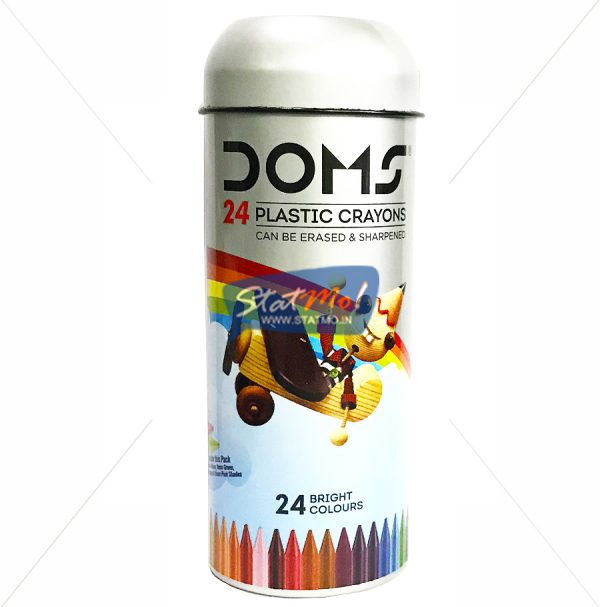 Doms Plastic Crayons 24 Shades Tin Pack by StatMo.in