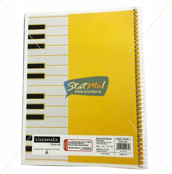 Classmate Spiral Notebook 200 Pages by StatMo.in