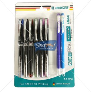 Hauser Tech Gel Roller Gel Pen 6 + 2 Pcs Mechanical Pencil by StatMo.in