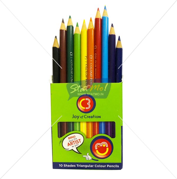 C3 Triangular Colour Pencils 10 Shades by StatMo.in