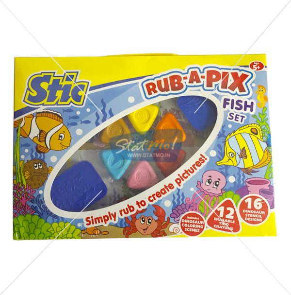 Stic Rub A Pix Erasable Trio Crayons 12 Shades by StatMo.in