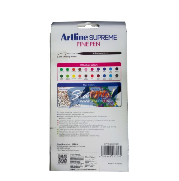 Artline Supreme Fine Pen 20 Shades by StatMo.in