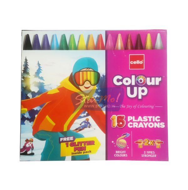 Cello Colour Up Plastic Crayons 15 by StatMo.in