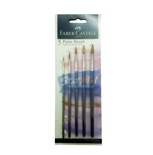 Faber Castell 5 Paint Brushes Angular Tip Synthetic Hair by StatMo.ibn