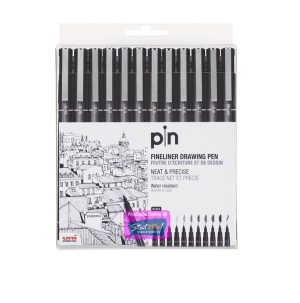 Uniball Pin Fine Liner Markers Set of 12 by StatMo.in