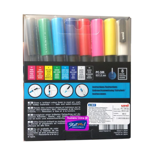 Uniball Posca PC 1MR - Set of 8 by StatMo.in