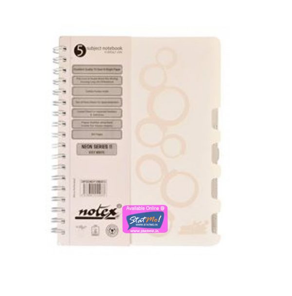 Notex Wirebound Spiral 5 Subject Notebook by StatMo.in