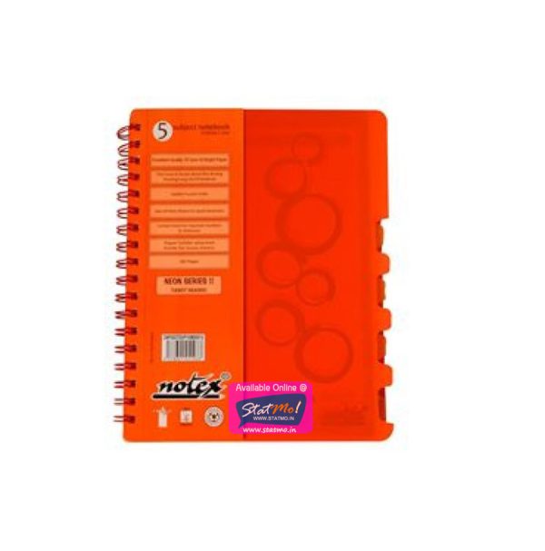 Notex Wirebound Spiral 5 Subject Notebook by StatMo.in