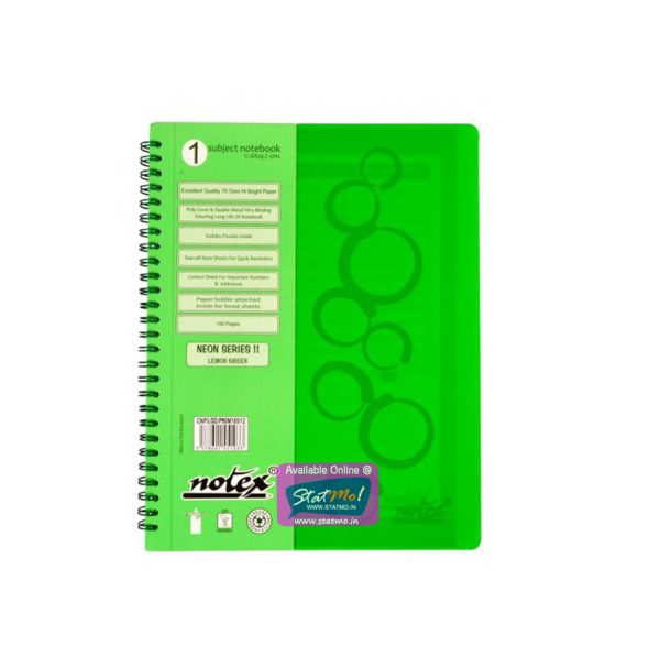 Notex Wirebound Spiral 5 Subject Notebook by StatMo.in