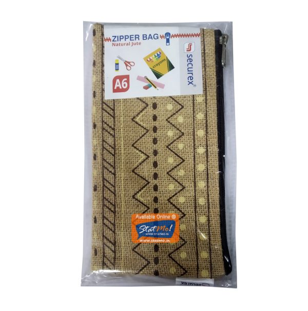 Securex Zipper Bag Natural Jute A6 StatMo.in