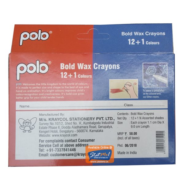 Polo Bold Wax Crayons 12+1 Shades by StatMo.in