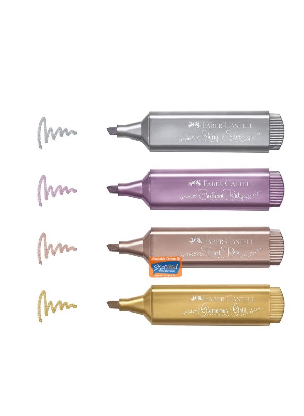 Faber Castell Metallic Textliner Assorted Colour Set of 4 by StatMo.in