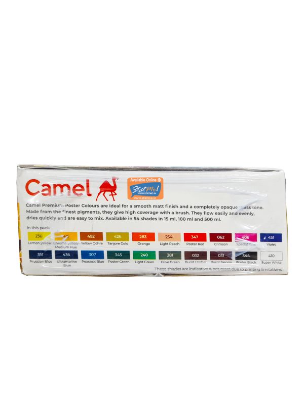 Camel Premium Poster Colours 20 Shades 15Ml by StatMo.in