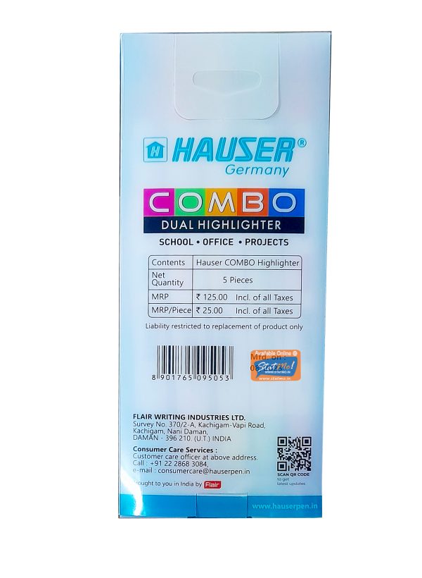 Hauser Combo Dual High-Lighter Assorted Set of 5 by StatMo.in