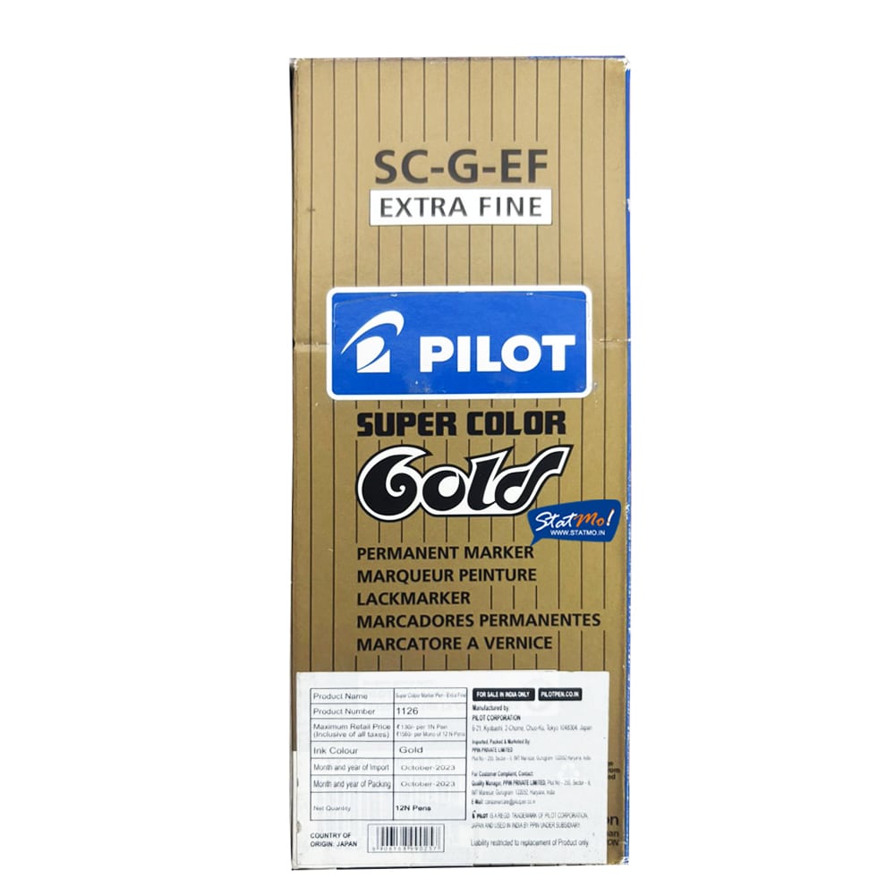 Pilot Super Colour Extra Fine Marker – Silver, 1.0mm Tip (Pack Of 12)