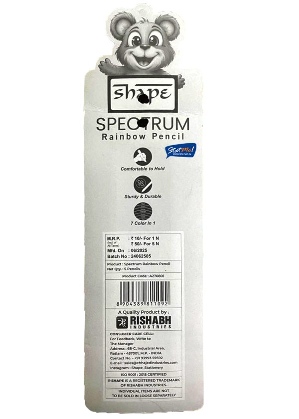 Shape Spectrum Rainbow Pencil Set of 5 by StatMo.in