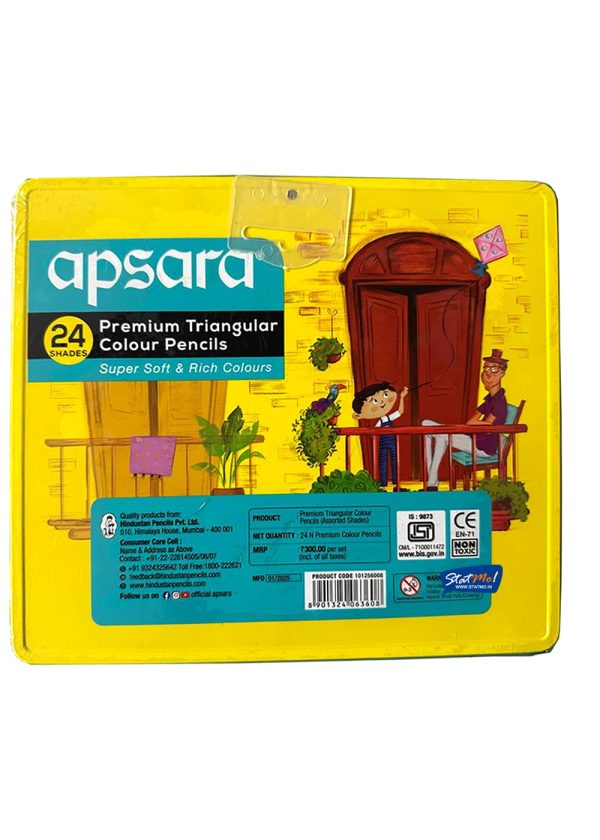Apsara Premium Triangular Colour Pencils 24 Shades by StatMo.in