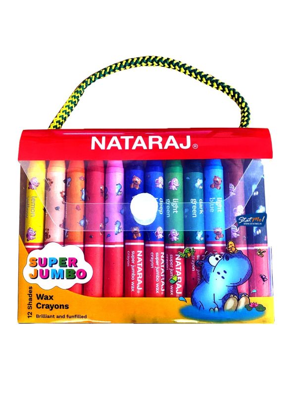 Nataraj Super Jumbo Wax Crayon 12 Shades by StatMo.in